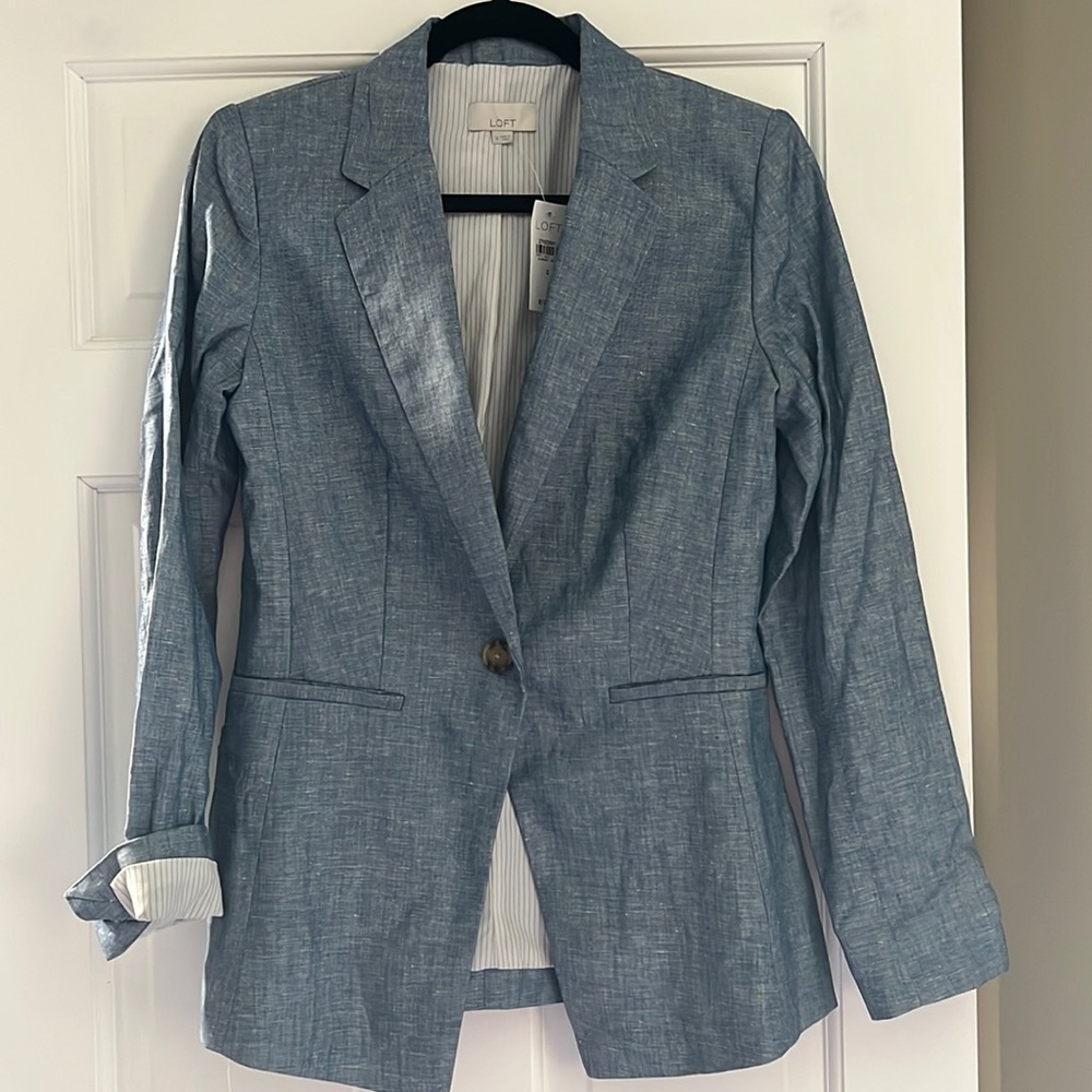 Loft Chambray Linen Blazer 0